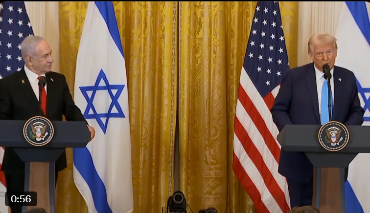 Donald Trump bertemu dengan Benjamin Netanyahu di Gedung Putih,  membahas masa depan Gaza dan stabilitas di kawasan. (tangkap layar X/@CollinRugg)